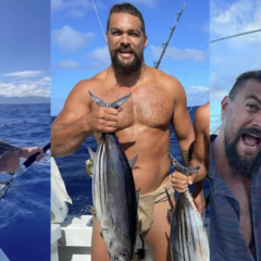 Jason Momoa surpreende ao aparecer pescando com o bumbum de fora durante viagem com amigos